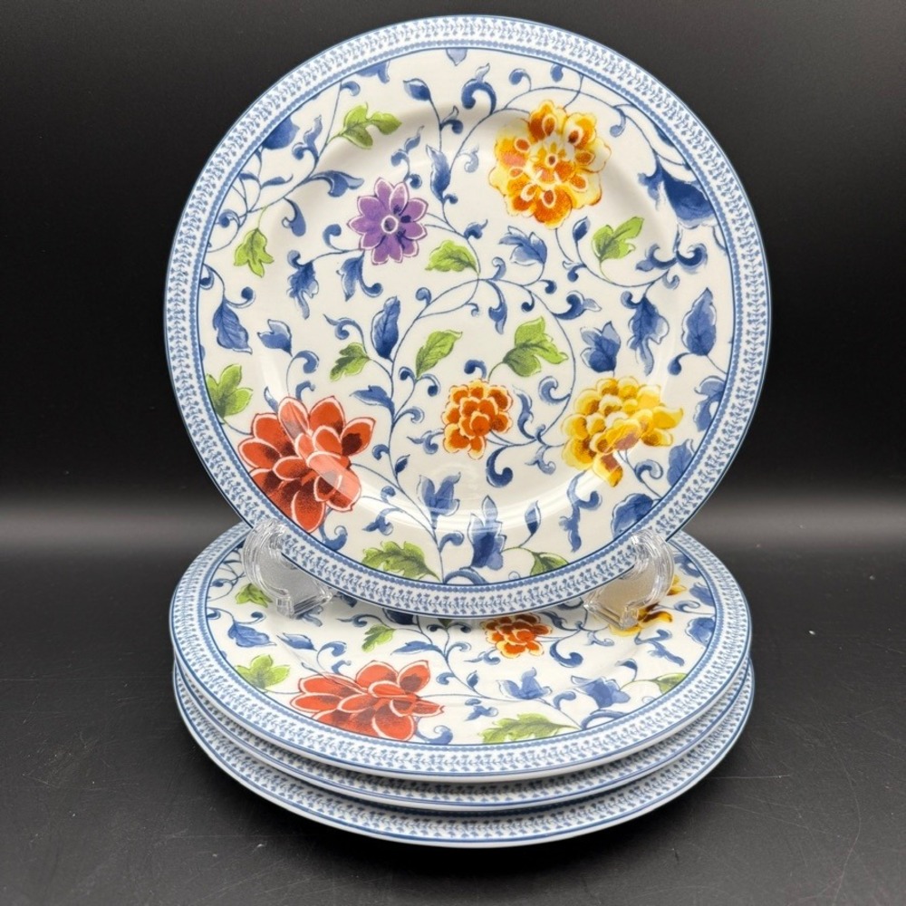 Ralph Lauren Macao Salad Plate Set 4 8in Floral Chinoiserie Blue White Multi